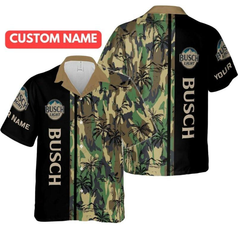 Personalized Busch Light Pattern Camouflage Coconut Hawaiian Shirt