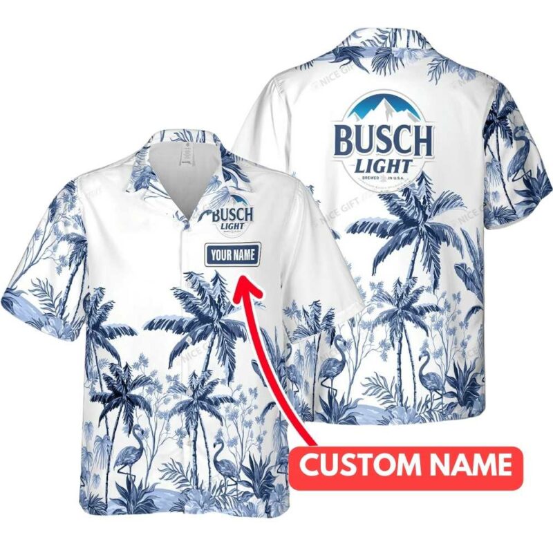 Personalized Busch Light With Flamingo Coconut Floral Hawaiian Shirt