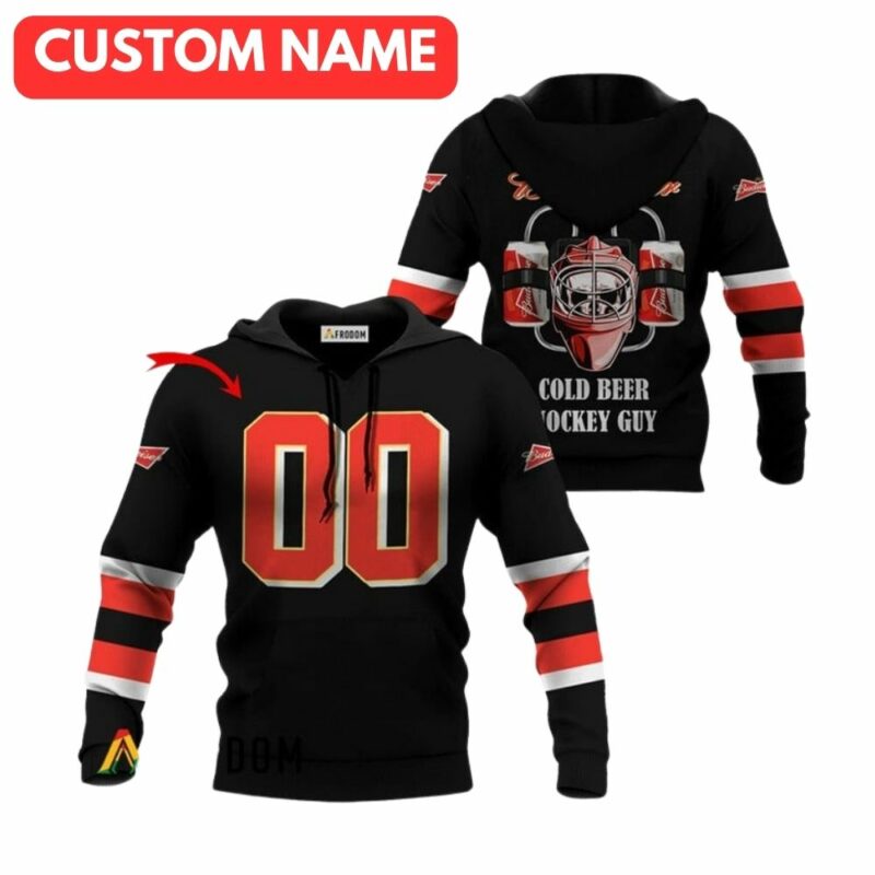 Personalized Cold Budweiser Hockey Guy All Over Print Hoodie 2