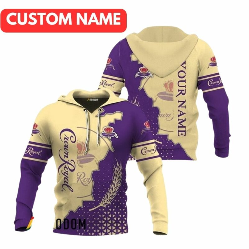 Personalized Crown Royal Beige And Purple Cracking All Over Print Hoodie