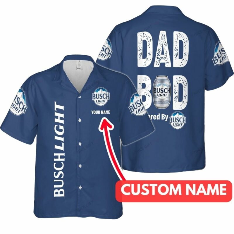 Personalized Dad Bod Powered By Busch Light Hawaiian Shirt