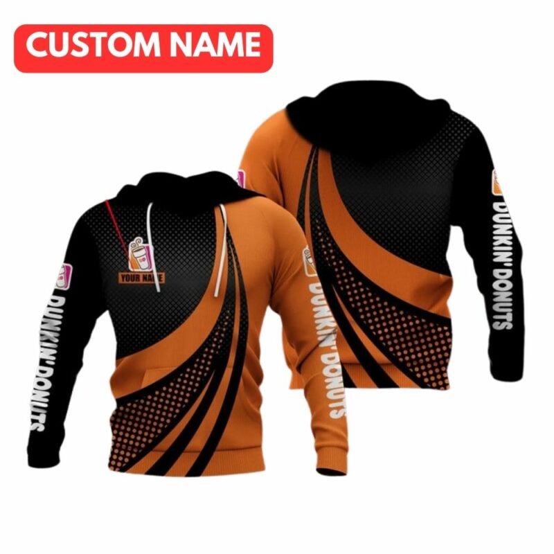 Personalized Dunkin Donuts Black And Orange Uniform All Over Print Hoodie All Over Print Hoodie
