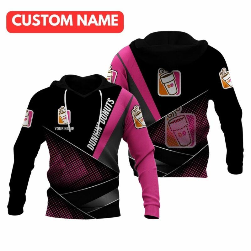 Personalized Dunkin Donuts Black And Pink All Over Print Hoodie All Over Print Hoodie
