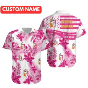 Personalized Dunkin' Donuts Floral Flowers Pattern Hawaiian Shirt
