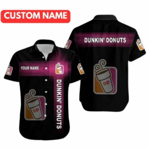 Personalized Dunkin' Donuts In My Heart Black Hawaiian Shirt