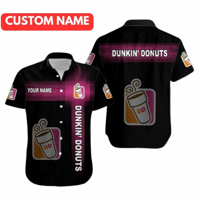 Personalized Dunkin Donuts In My Heart Black Hawaiian Shirt