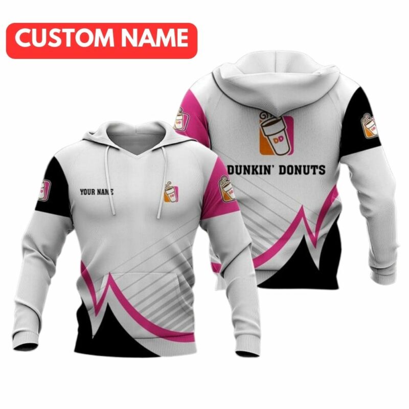 Personalized Dunkin Donuts In My Heart White Black And Pink All Over Print Hoodie All Over Print Hoodie