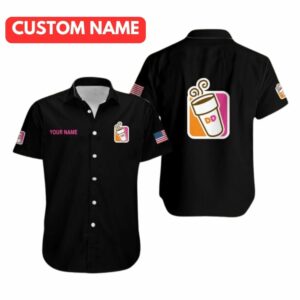 Personalized Dunkin' Donuts Logo Black Hawaiian Shirt