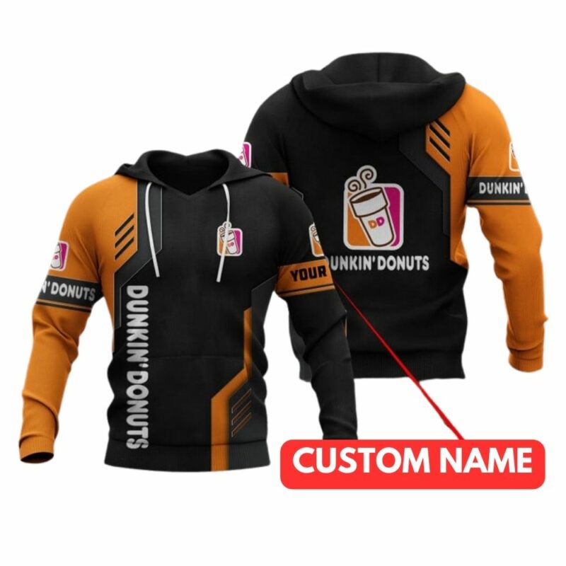 Personalized Dunkin Donuts Logo In My Heart Black And Orange Funny All Over Print Hoodie All Over Print Hoodie
