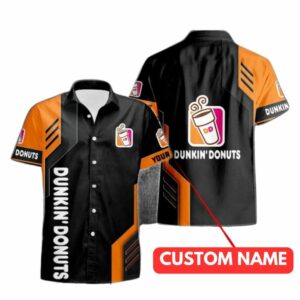 Personalized Dunkin' Donuts Logo In My Heart Black And Orange Funny Hawaiian Shirt