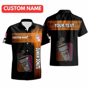 Personalized Dunkin' Donuts Logo In My Heart Black Hawaiian Shirt