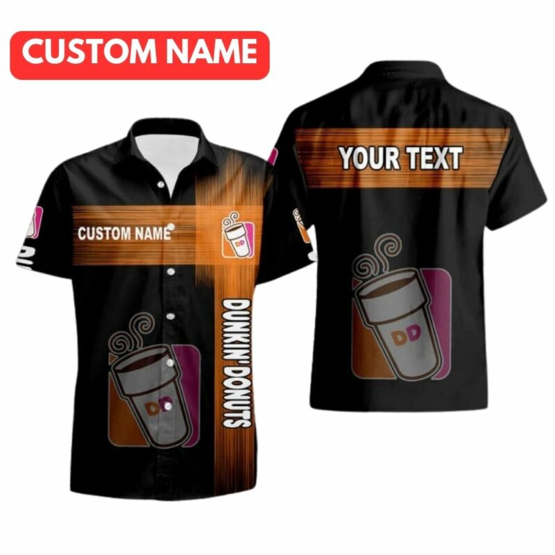 Personalized Dunkin Donuts Logo In My Heart Black Hawaiian Shirt