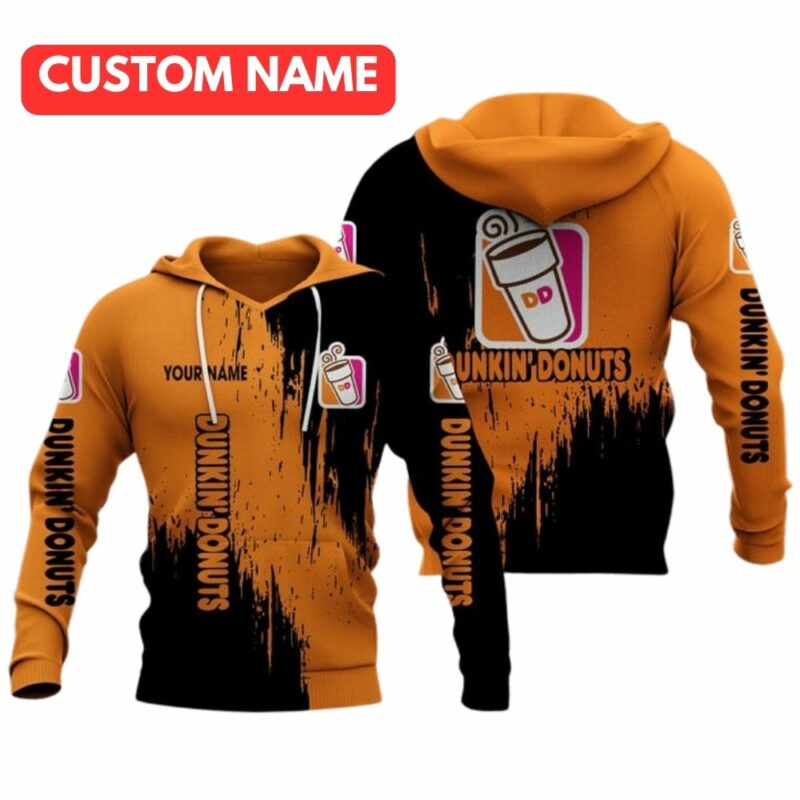 Personalized Dunkin Donuts Logo In My Heart Orange And Black All Over Print Hoodie All Over Print Hoodie