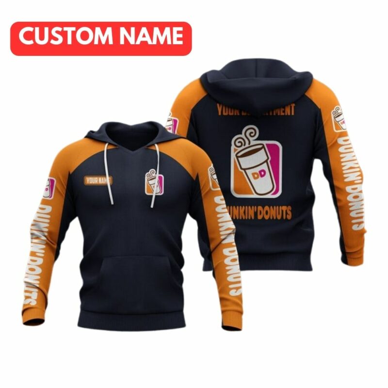 Personalized Dunkin Donuts Scratch Dark Gray And Orange All Over Print Hoodie All Over Print Hoodie