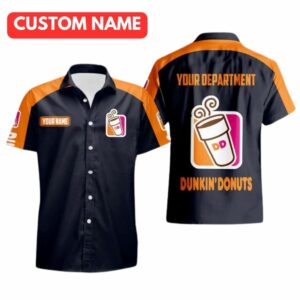 Personalized Dunkin' Donuts Scratch Dark Gray And Orange Hawaiian Shirt