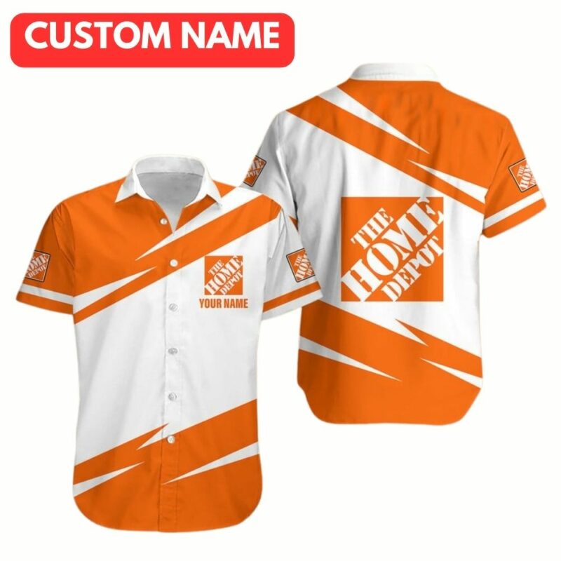 Personalized Funny Logo The Home Depot In My Heart White And Orange Hawaiian Shirt