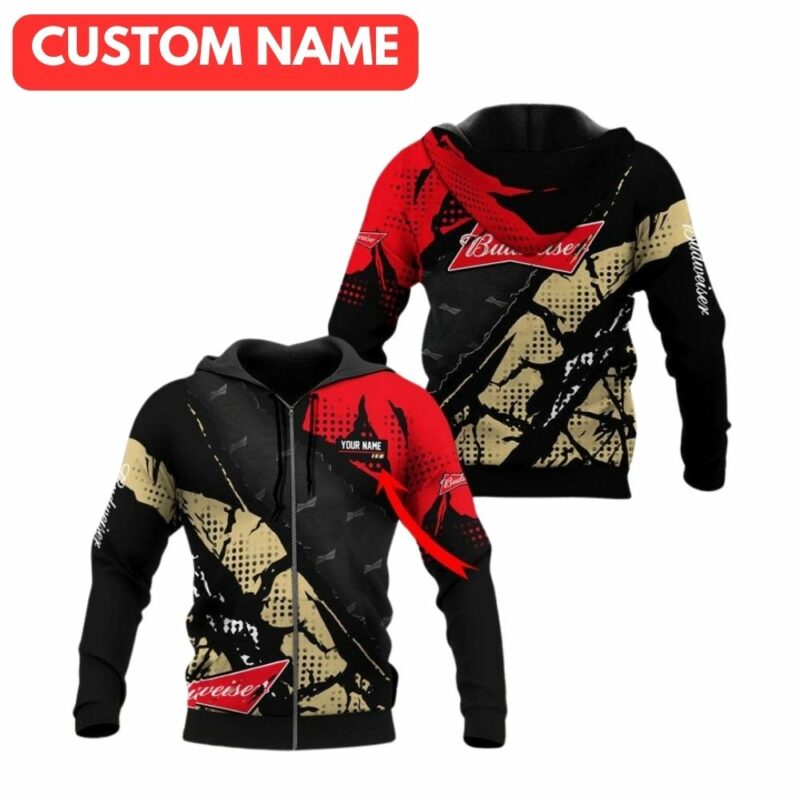 Personalized Halftone Budweiser Beer All Over Print Hoodie