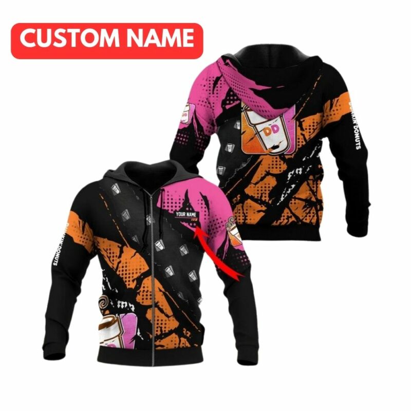 Personalized Halftone Dunkin Donut All Over Print Hoodie All Over Print Hoodie