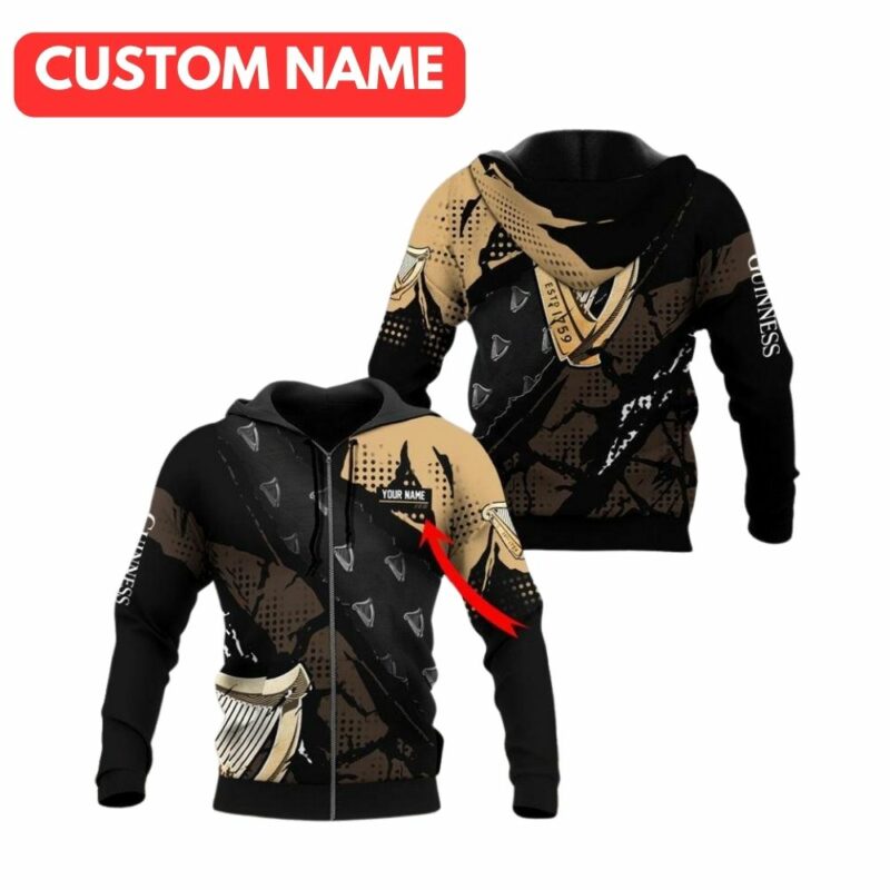 Personalized Halftone Guinness Beer All Over Print Hoodie