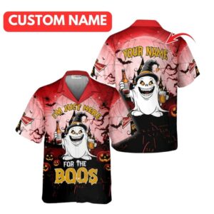 Personalized Im Just Here For The Boos Budweiser Hawaiian Shirt