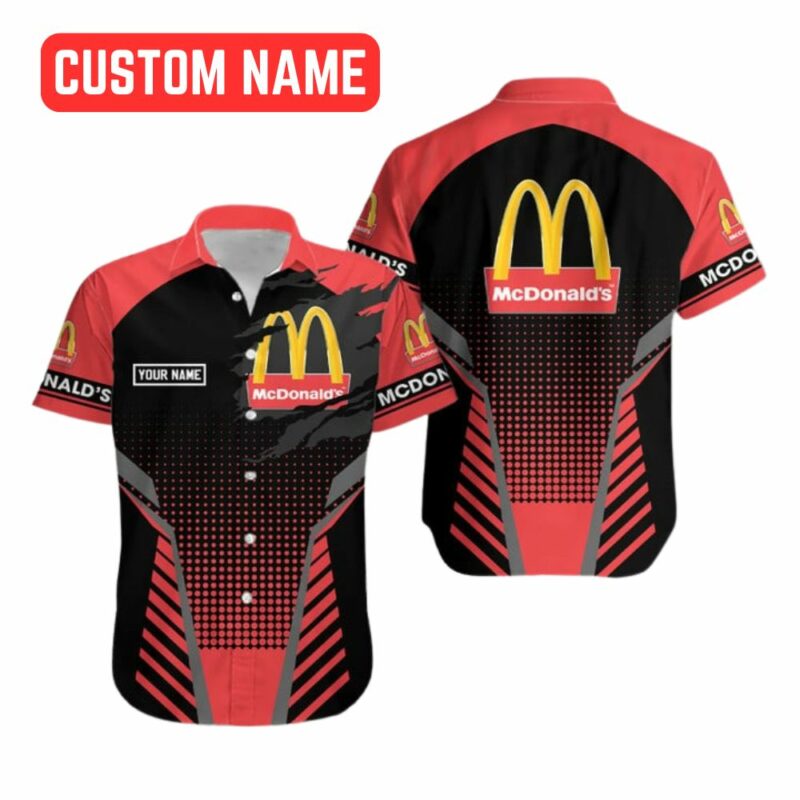 Personalized Logo McDonalds In My Heart Scratch Black And Red Hawaiian Shirt