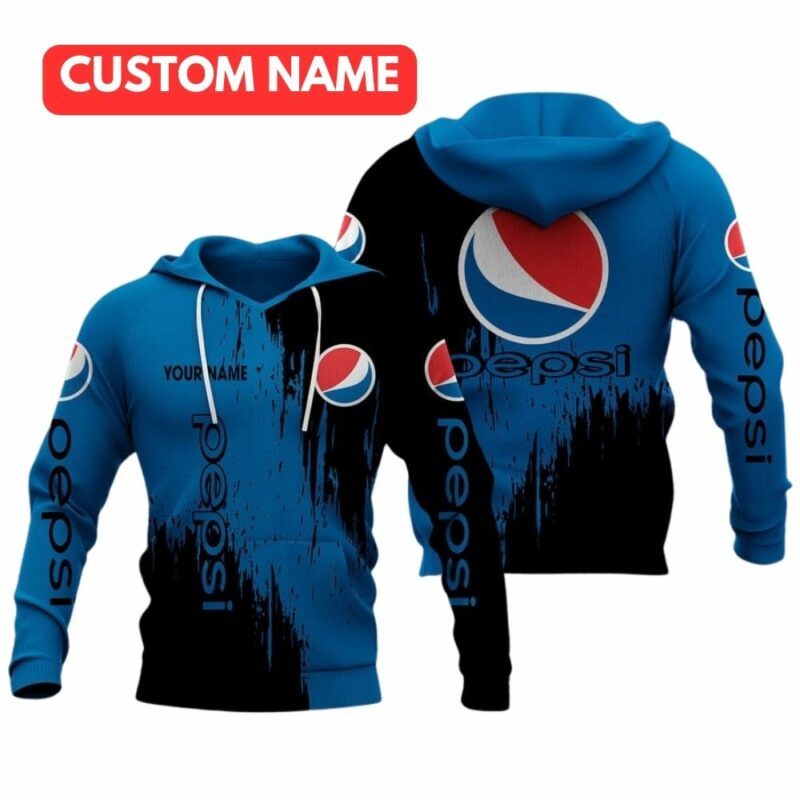 Personalized Logo Pepsi Black And Blue All Over Print Hoodie