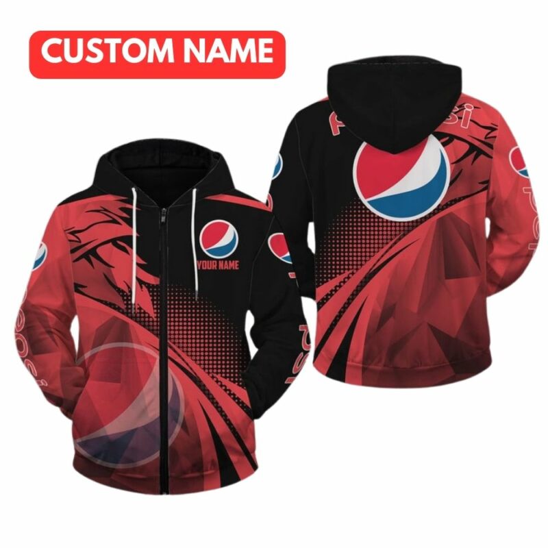 Personalized Logo Pepsi Black And Red All Over Print Hoodie