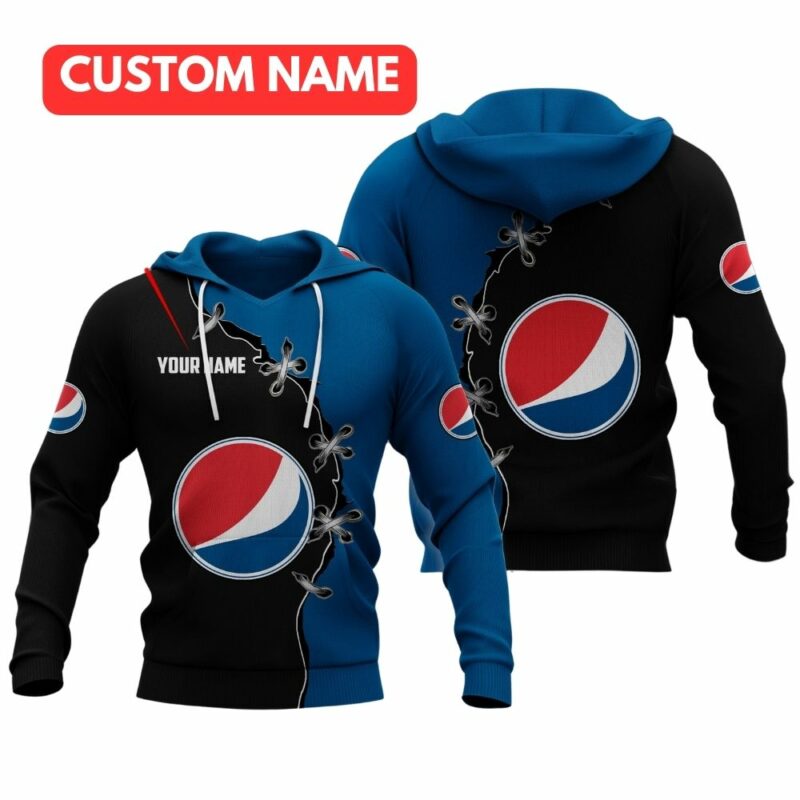 Personalized Logo Pepsi Funny Black And Blue All Over Print Hoodie