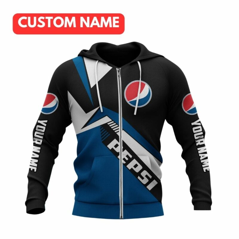 Personalized Logo Pepsi In My Heart Black And Blue All Over Print Hoodie