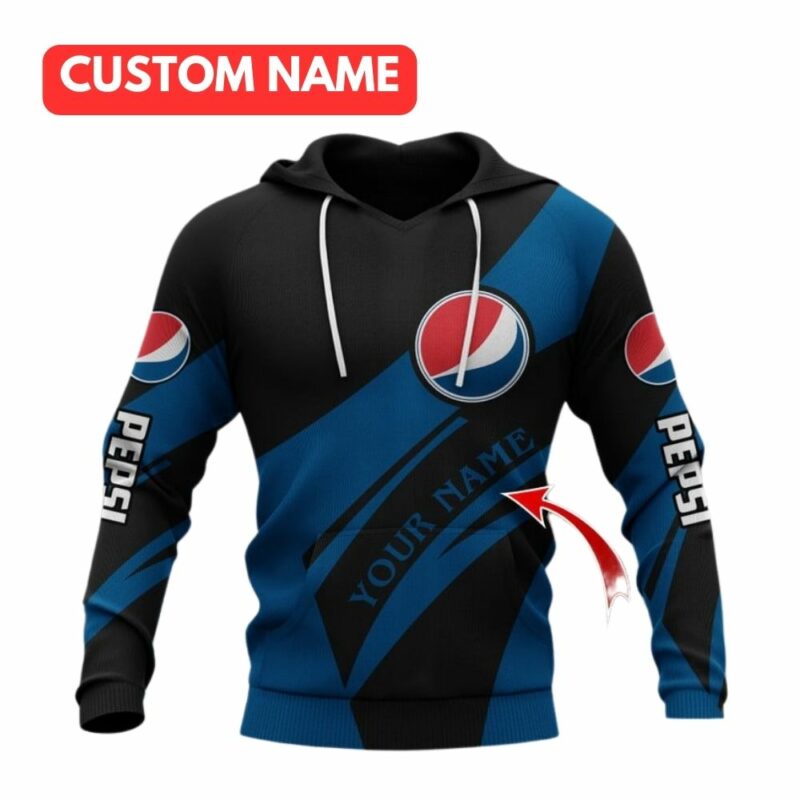 Personalized Logo Pepsi In My Heart Black And Blue Funny All Over Print Hoodie