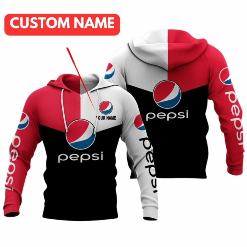 Personalized Logo Pepsi In My Heart Black White And Red All Over Print Hoodie