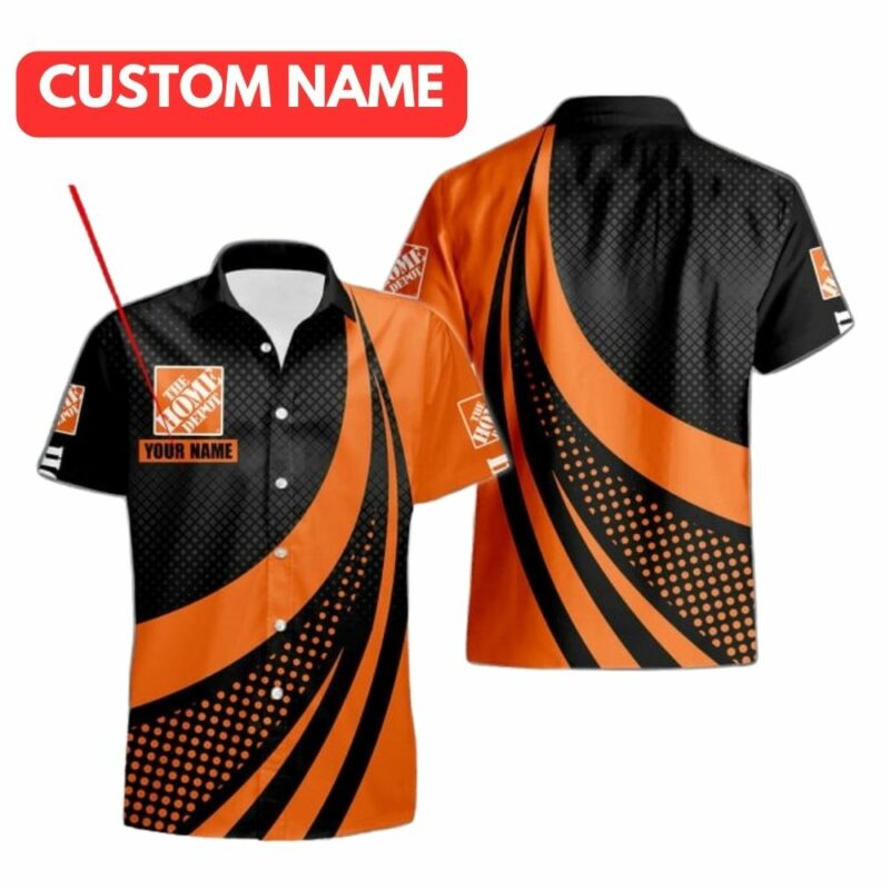 Personalized Logo The Home Depot In My Heart Black And Orange Funny Hawaiian Shirt