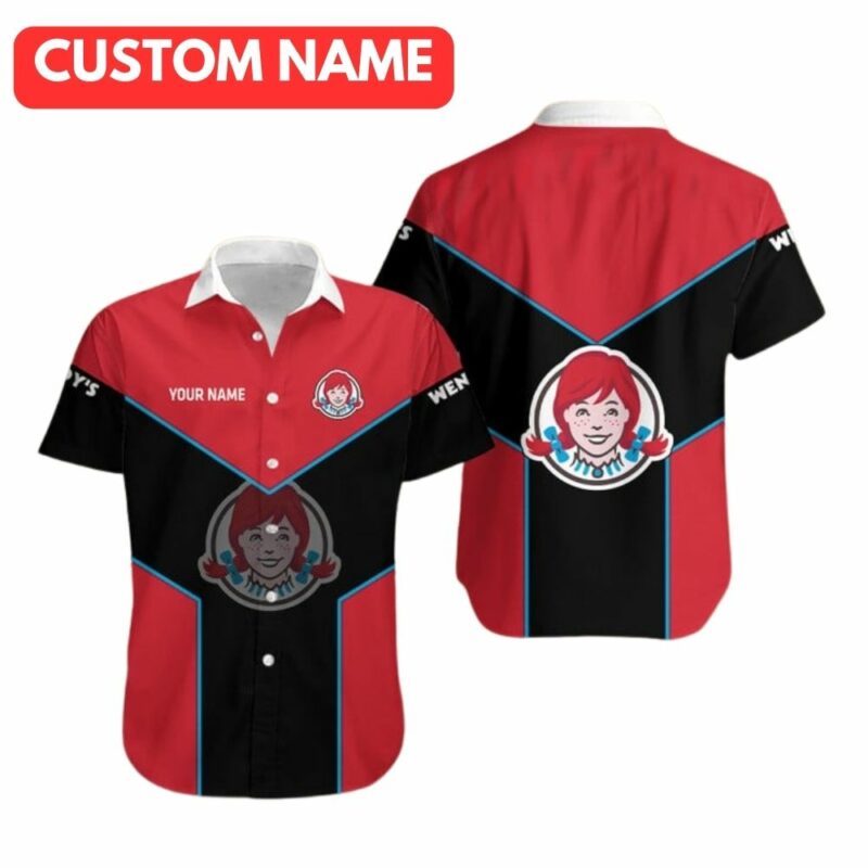 Personalized Logo Wendys In My Heart Black And Red Hawaiian Shirt