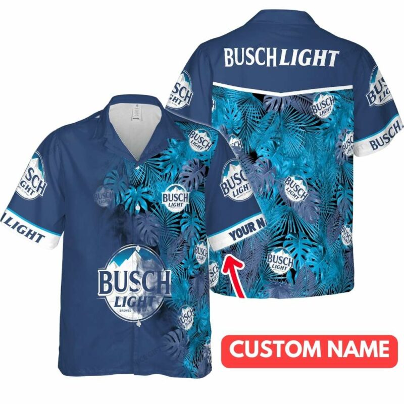 Personalized Many Logo Busch Light Floral Pattern Hawaiian Shirt