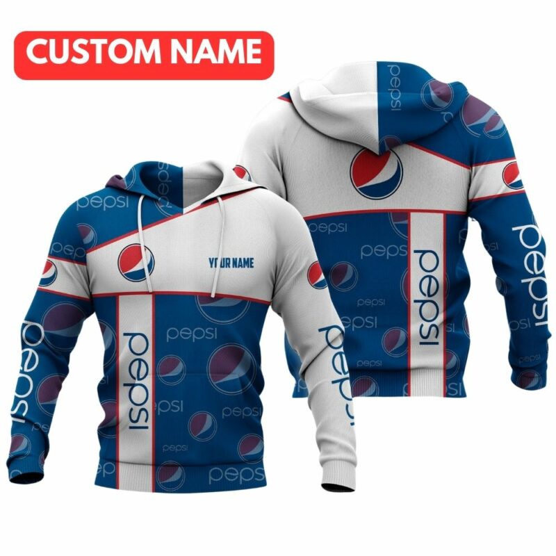 Personalized Many Logo Pepsi White And Blue All Over Print Hoodie
