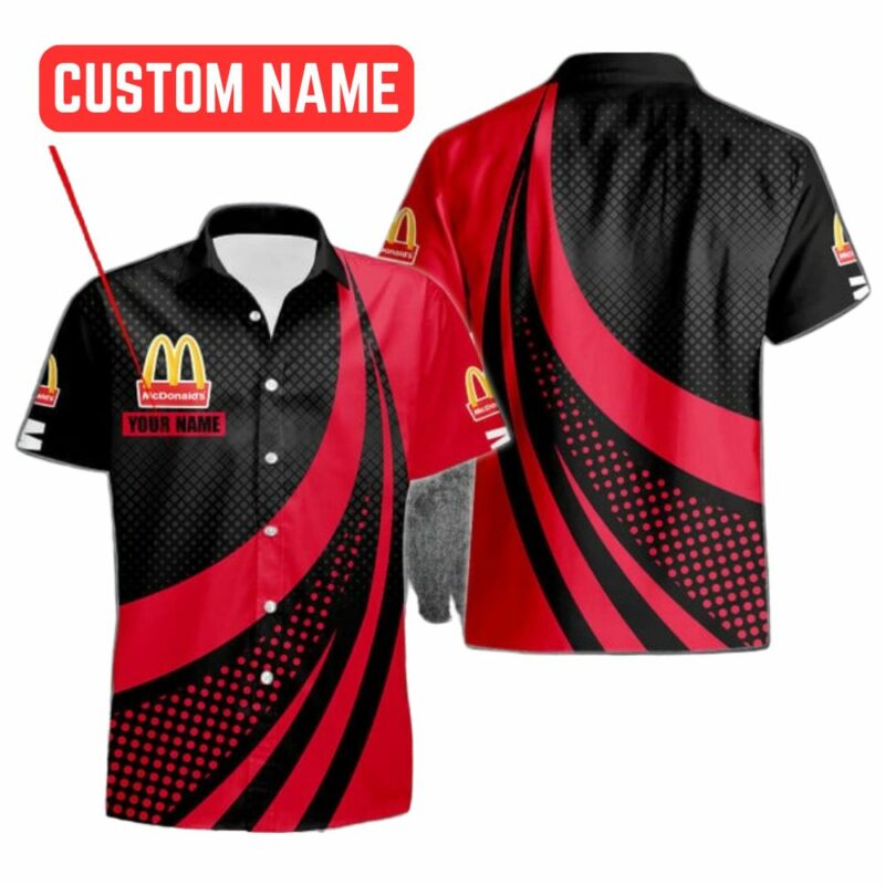 Personalized McDonalds In My Heart Black And Red Hawaiian Shirt