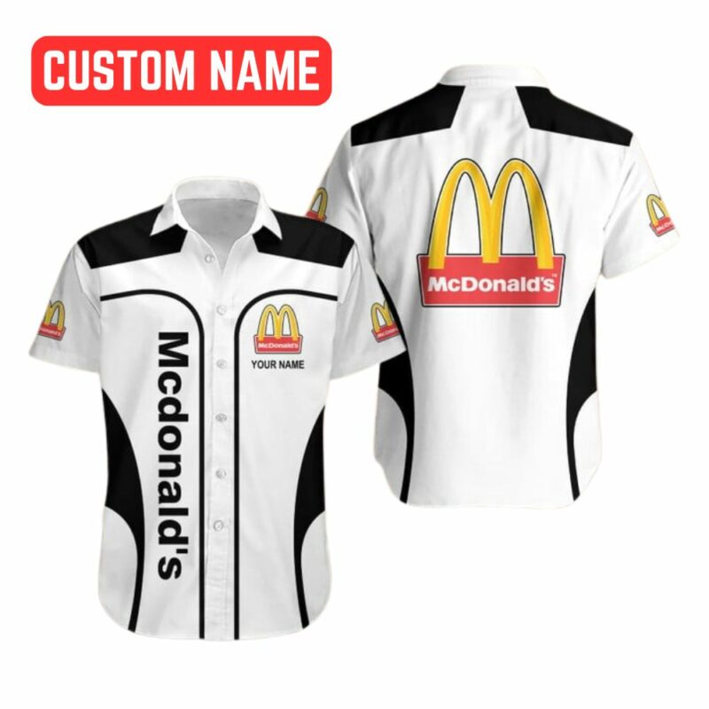Personalized McDonalds In My Heart Black And White Hawaiian Shirt