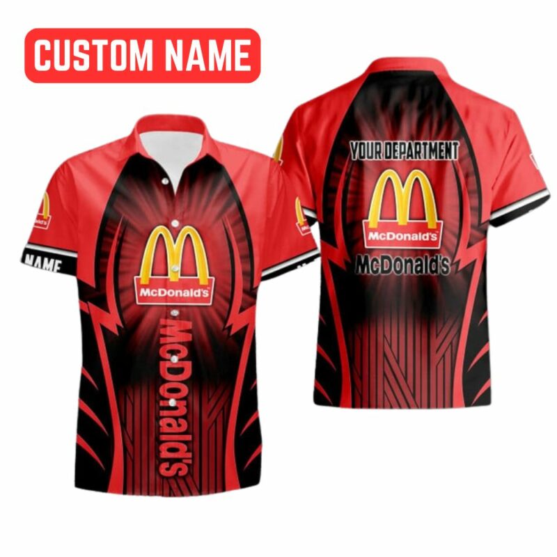 Personalized McDonalds Logo Black And Red Hawaiian Shirt