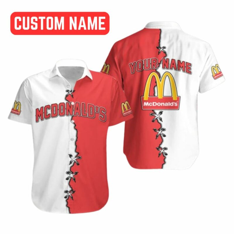 Personalized McDonalds Logo White And Red Funny Hawaiian Shirt