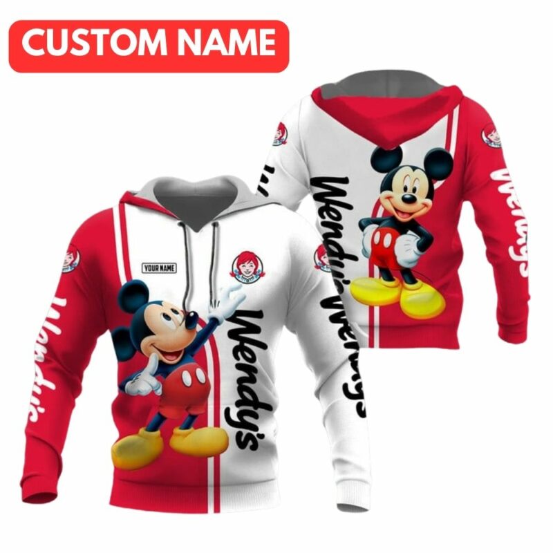 Personalized Mickey Mouse Reach Logo Wendys All Over Print Hoodie