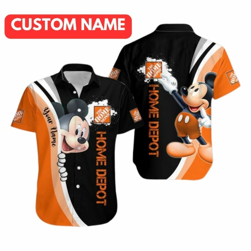 Personalized Mickey Mouse With Logo The Home Depot Hawaiian Shirt