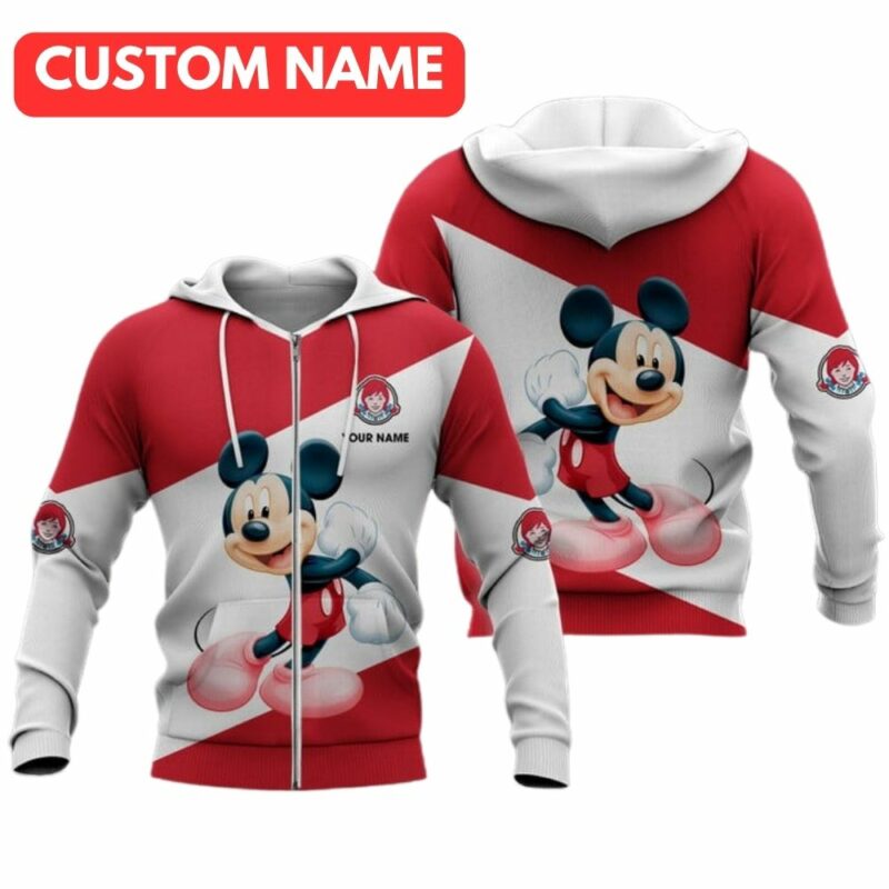 Personalized Mickey Mouse With Wendys In My Heart All Over Print Hoodie
