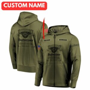 Personalized Military Green Budweiser All Over Print Hoodie