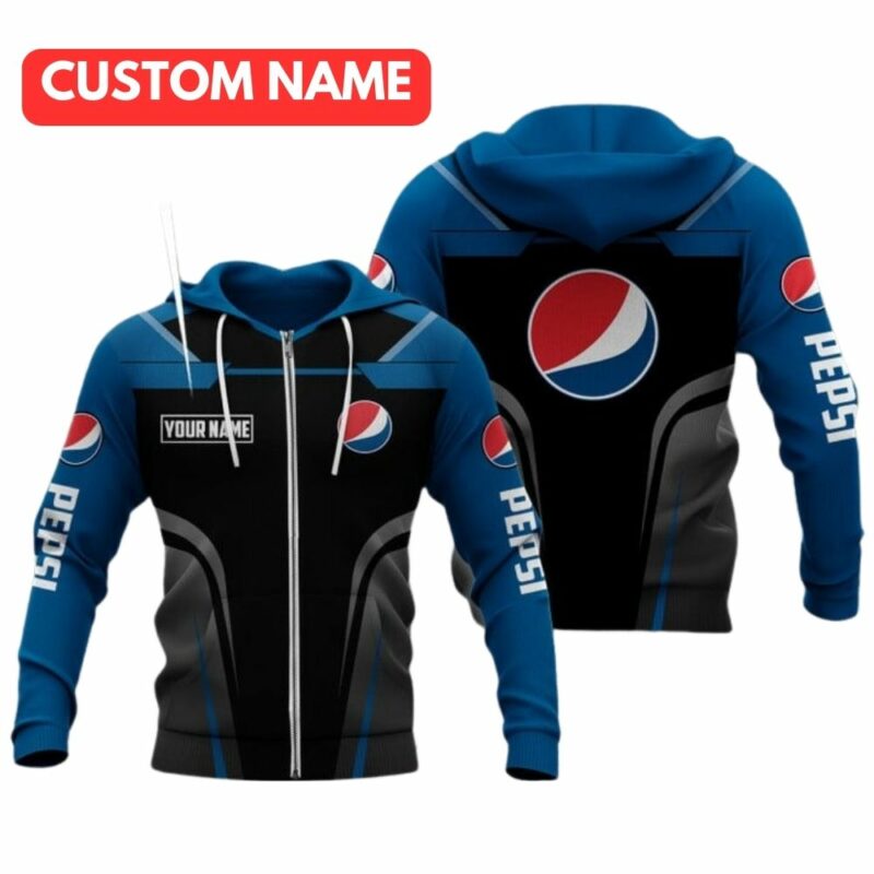 Personalized My Heart Logo Pepsi Black And Blue Funny All Over Print Hoodie