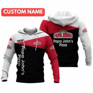 Personalized My Love Papa Johns Pizza Logo Black White And Red Funny All Over Print Hoodie