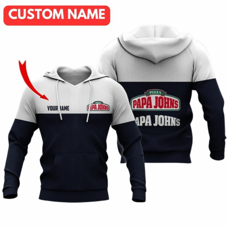 Personalized My Love Papa Johns Pizza Logo White And Navy All Over Print Hoodie