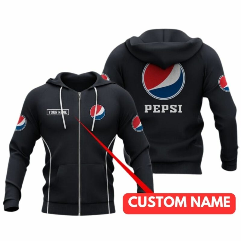 Personalized My Love Pepsi Logo Black All Over Print Hoodie