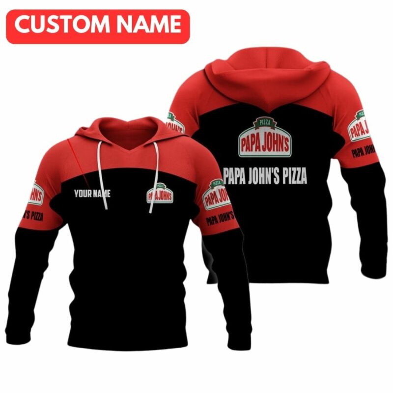 Personalized Papa Johns Pizza Black And Red All Over Print Hoodie