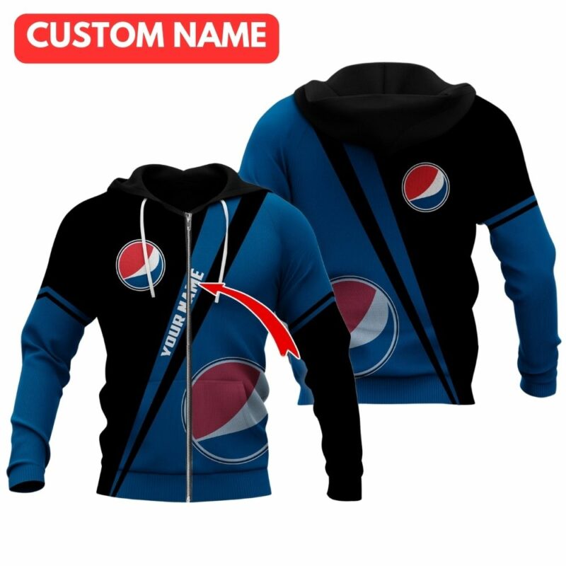 Personalized Pepsi Blue And Black All Over Print Hoodie