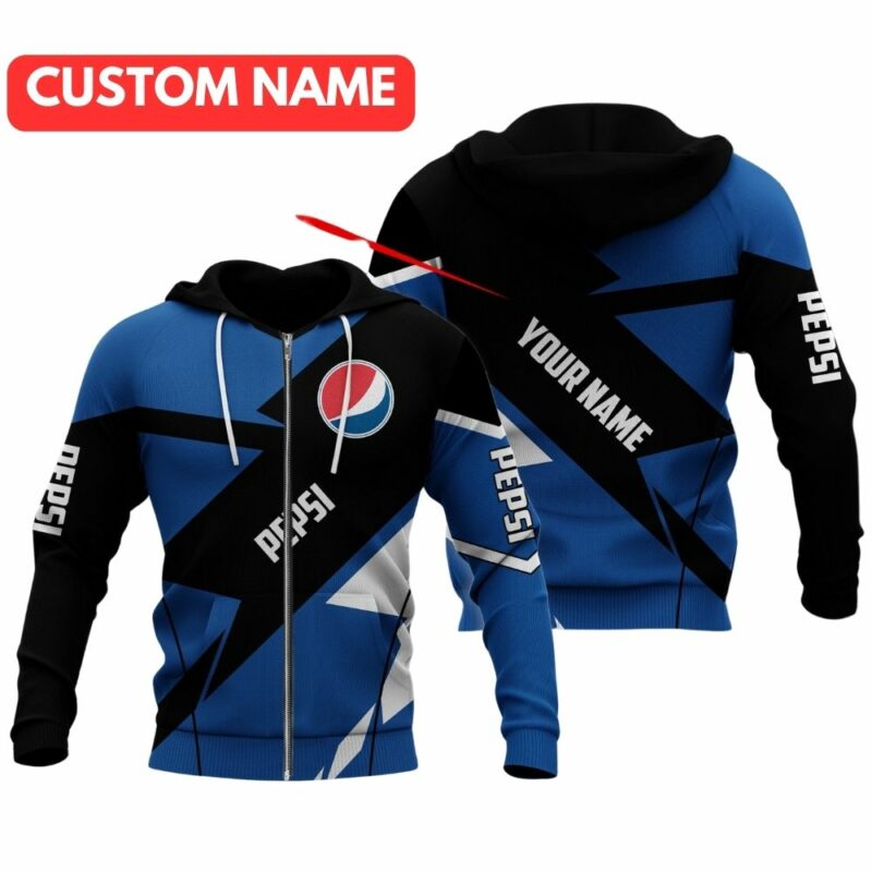 Personalized Pepsi Logo In My Heart Blue Black And White All Over Print Hoodie